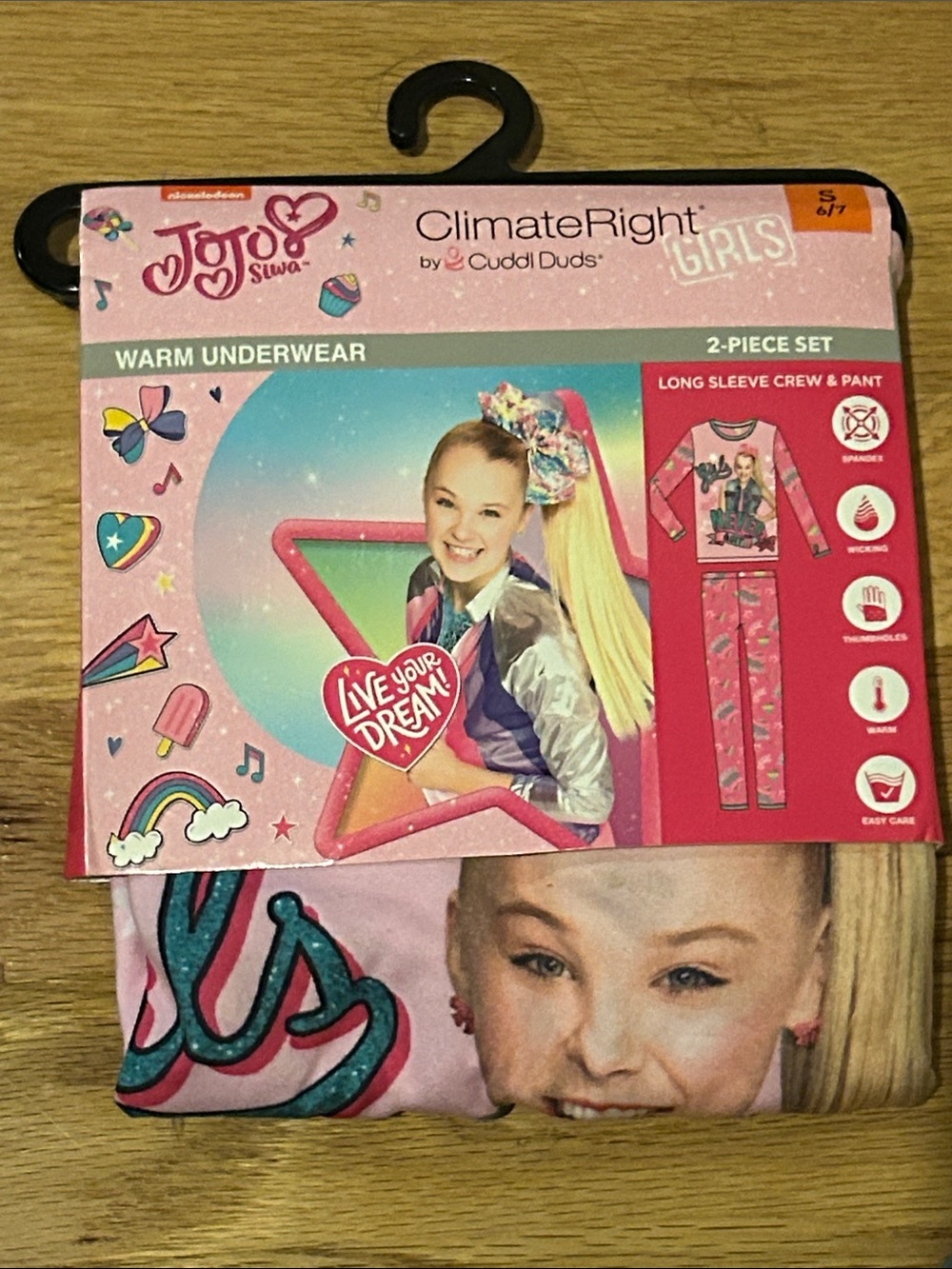 JoJo Siwa Pink Climate Right Cuddlduds Girls 2-Piece Warm Underwear Set